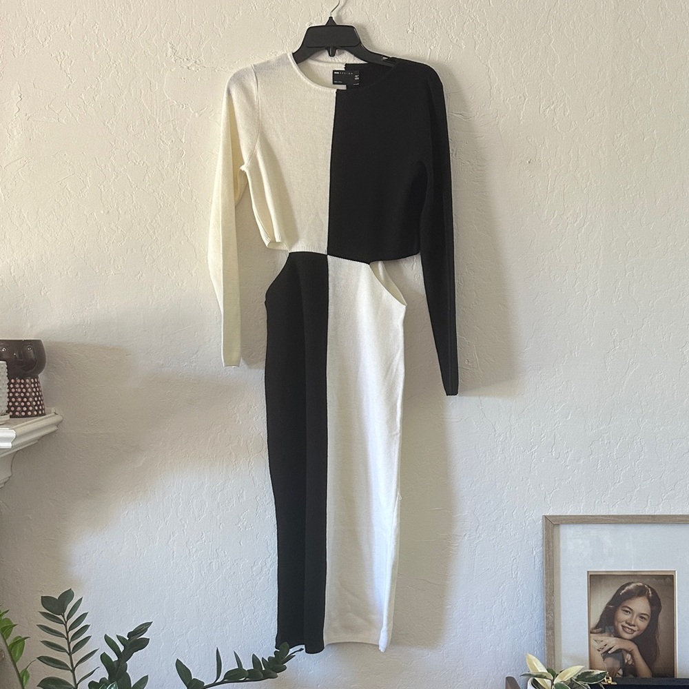 ASOS Black and White Long Sleeve Dress